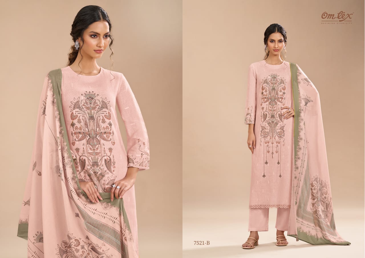Shireen By Omtex Linen Printed Embroidery Dress Material Wholesalers In Delhi